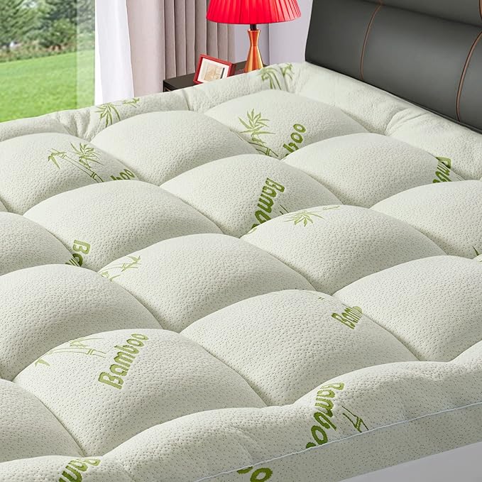 PATSBA Premium Viscose Made from Bamboo King Size Mattress Topper for Back Pain,1200 GSM Quilted Fitted Extra Thick Mattress Pad,Pillow Top Mattress Cover with Deep Pocket Up to 21 Inches（78*80inch）