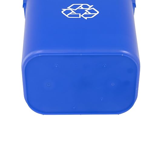 Amazon Basics Rectangular Commercial Office Wastebasket, Easy to Clean, Lightweight, 10 Gallon, Blue, Recycle Logo - Image 5