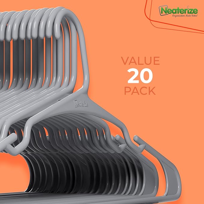 NEATERIZE Clothes Hangers Plastic 20 Pack for Adults - Plastic Hangers, The Perfect Coat Hanger and Space Saving Clothes Hangers for Closet, Percheros Ganchos para Colgar Ropa Hangars - Blue Hangers - Image 7