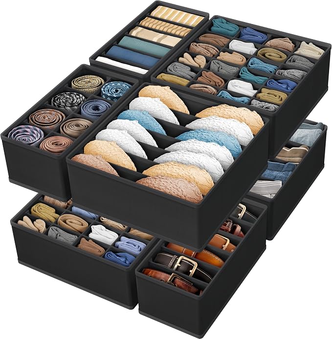 Simple Houseware Closet Underwear Organizer Drawer Divider Assorted 7 Pieces, Black - Image 8