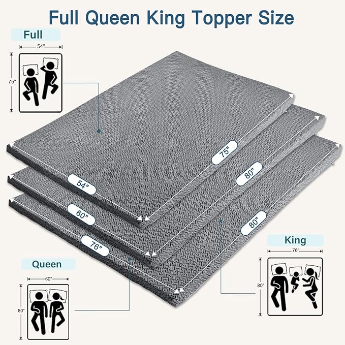 Airensky 3 Inch Memory Foam Mattress Topper, Cooling Gel Infused High Density Full (54"x75") Topper with Removable Skin-Friendly Cover, Bed Topper for Pressure Relief Back Pain, CertiPUR-US Certified