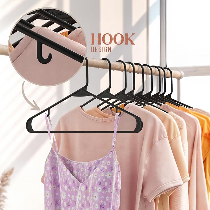 Plastic Hangers 20 Pack Black - Clothes Hangers - Makes The Perfect Coat Hanger and General Space Saving Hangers for Closet and New Apartment Essentials - Percheros Ganchos para Colgar Ropa Hangars - Image 5