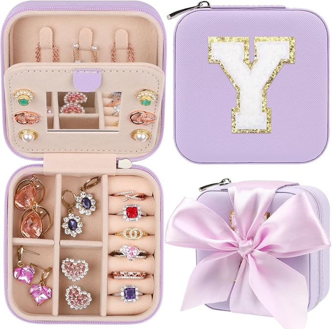 CHMI Travel Jewelry Case, Purple Travel Jewelry Box, Travel Jewelry Organizer, Travel Gifts for Women Girls, Jewelry Organizer Box, Birthday Gifts for Women, Christmas Gifts for Teens Girls - Y by CHMI