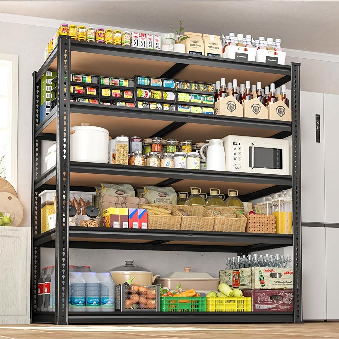 ROOMFAVE 40" W Garage Shelving 2300LBS Storage Shelves Adjustable Metal Shelving 5 Tier Garage Utility Rack Shelf for Warehouse, Pantry, Closet, Kitchen 72.2" H x 40" W x 20" D, Black,Gift - Image 5