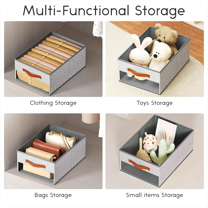 Homsorout Drawer Organizers and Storage - 10 Pack Foldable Pants Organizer with Clear Window & Handles, Fabric Closet Organizer for Clothes, Jeans, Sweaters, Towels, T-shirt, Scarf (Ant Light Gray) - Image 7