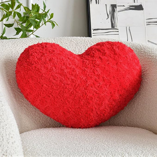 Heart Pillow, Soft Heart Shaped Pillow with Room Decorative Throw Pillows for Bed Couch Chair Sofa, Heart Shaped Cute Throw Pillow Cushion for Bedroom Living Room (Red, Mini 12.9" x 9.8")