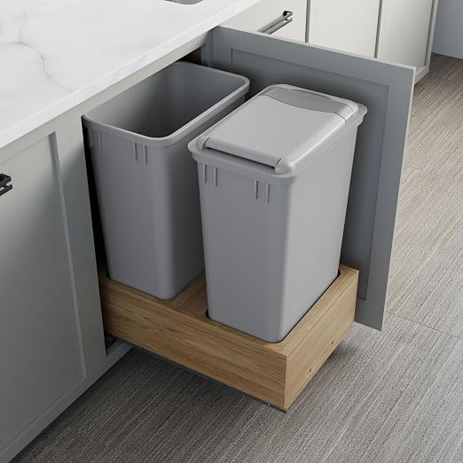 Dowell Double 50Qt Undermount Trash Pull-Out Waste Container with Full Extension Soft-Close Slides, Bottom Mounted, Face Frame/Frameless Min. Cabinet Opening: 15-1/2 Inch Wide-4008 0218 50 - Image 5