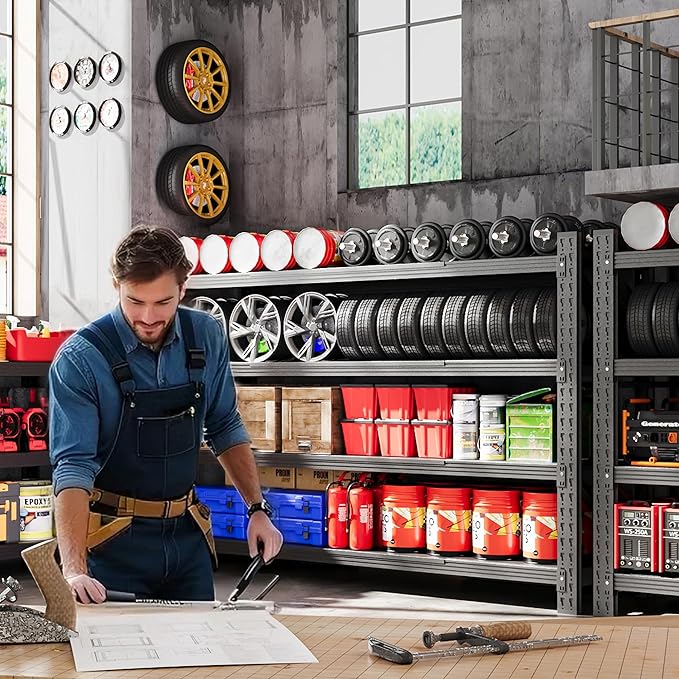 71”W Garage Shelving Units, 5000LBS Storage Shelves Heavy Duty, 24" Deep Metal Shelving Rack, 4 Tier Large Tall Industrial Shelving , Adjustable Standing Shelf for Warehouse / Shop 71"W x 24"D x 70"H - Image 3