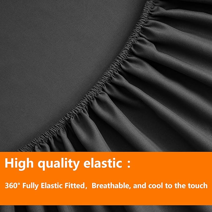 TAIMIT Queen Size Comforter Set - 7 Pieces, Bed in a Bag Bedding Sets with All Season Soft Quilted Warm Fluffy Reversible Comforter,Flat Sheet,Fitted Sheet,2 Pillow Shams,2 Pillowcases,Dark Grey
