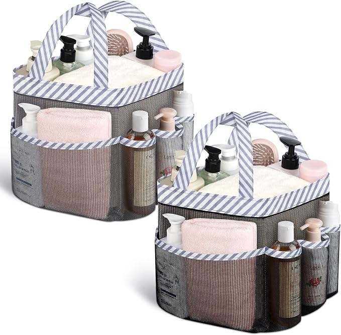 Attmu 2 Pack Mesh Shower Caddy Portable, Quick Dry Hanging Shower Tote Bag for College Dorm Room Essentials, Large Capacity Shower Caddy Dorm for Bathroom Gym Swimming by Attmu