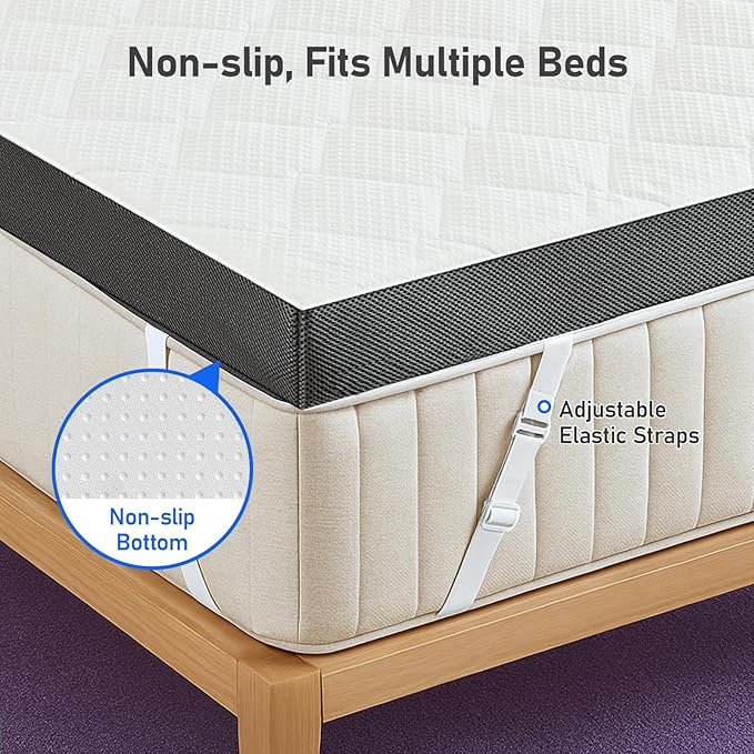 Glendan Extra Firm Mattress Topper: Queen Size 3 Inch, High Density Bed Topper, Extra Support for Pain Relief, Breathable Washable Cover with Anti-Slip Straps, CertiPUR-US Oeko-Tex Certified 80x60