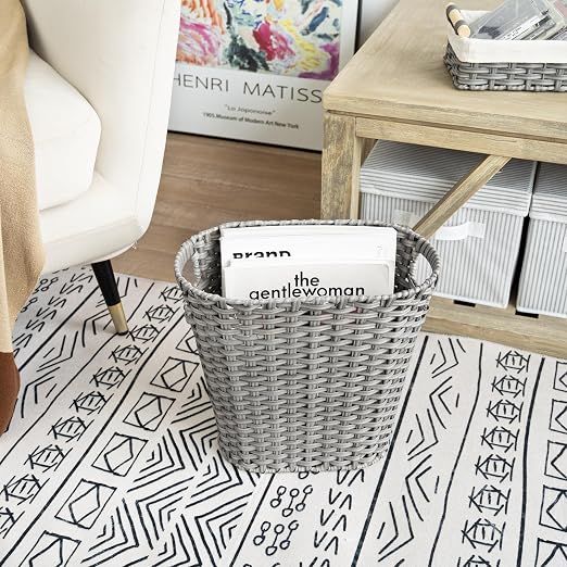 GRANNY SAYS Wicker Bathroom Trash Can, Wicker Waste Basket for Bathroom, Office Trash Can, Trash Bin for Bedroom, Wastebasket with Handles, 19 Liters/5 Gallons - Image 7