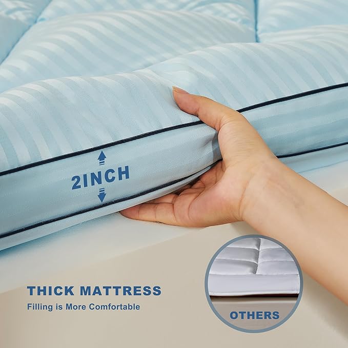 BEDLORE King Mattress Topper, Thick Pillow Top Pad for Back Pain Relief, Soft Mattress Cover with Deep Pockets 6-18 inch