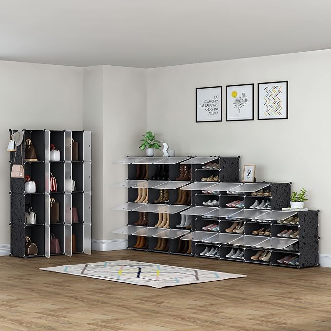 HOMIDEC Shoe Rack Organizer, 8 Tier Shoe Storage Cabinet 48 Pair Plastic Shoe Organizer Shelves for Closet Hallway Bedroom Entryway - Image 5