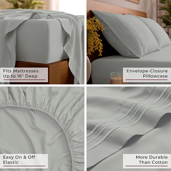 Mellanni Full Sheets Set - 4 PC Iconic Collection Bedding - Hotel Luxury, Extra Soft, Cooling Bed Sheets - Wrinkle, Fade, Stain Resistant (Full, Spa Mint)