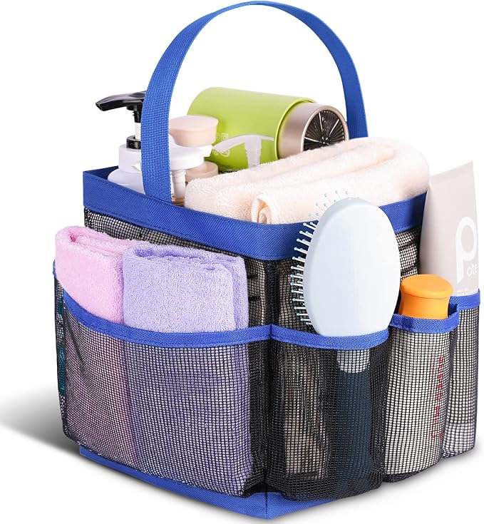 EUDELE Mesh Shower Caddy Portable for College Dorm Room Essentials,Shower Caddy Dorm with 8-Pocket Large Capacity for Beach,Swimming,Gym,Travel essentials, Blue by EUDELE