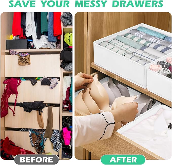 Drawer Clothing Organizer 16-Pack, White 3 Sizes Underwear Drawer Dividers, Fabric Folding Wardrobe Organizer, Can Store Baby Clothes, Bras, Underwear, Panties, Belts, Socks, Ties, etc. - Image 3