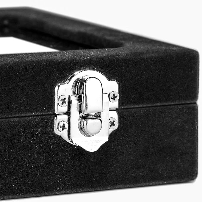 Jewelry Box Rings Organizer Tray 7 Slots Velvet Jewelry Earring Storage Box With Transparent Lid Jewelry Display Case for Girls Women (Black) - Image 6