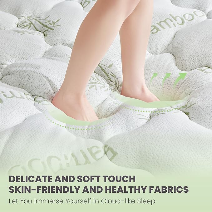 BDEUS Bedding Mattress Protector King Size, Mattress Cover Viscose Derived from Bamboo, Ultra Soft Cooling Mattress Pad Cover Fits 21" Inches Deep, Breathable Fitted Style with Stretchable Pockets