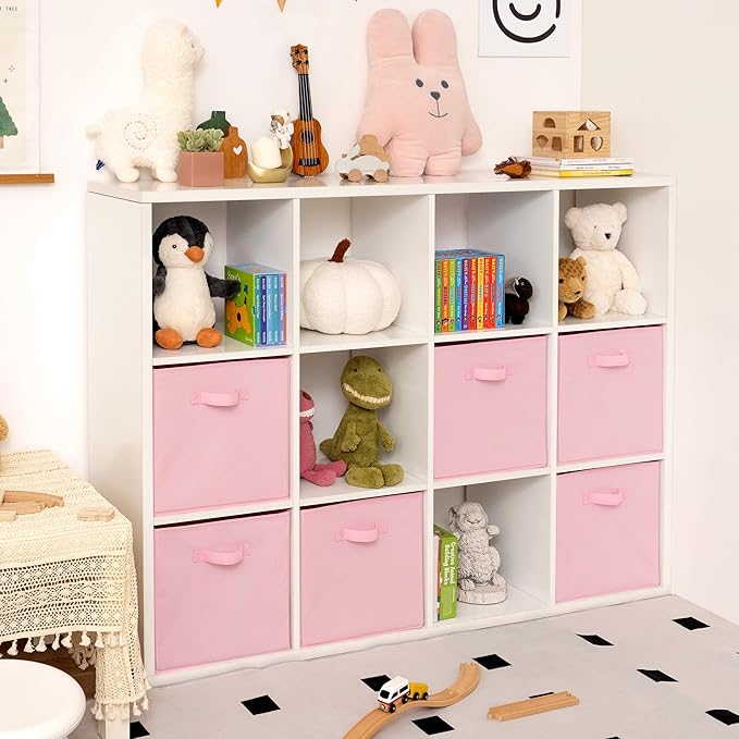 GRANNY SAYS Cube Storage, 13x13 Cube Storage Organizer Bins, Collapsible Storage Bins with Handle, Closet Storage Bins, Baskets for Shelves, Cubby Storage Organizer, Pink, 6-Pack - Image 2