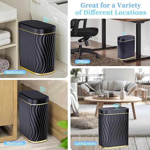 Ogikey Bathroom Small Trash Can with Automatic Touchless Lid, 2.6 Gallon Smart Garbage Can Narrow Waterproof Trash Bin for Bedroom, Office, Living Room - Image 6