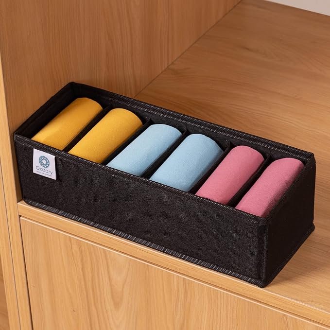 Qozary 3 Pack Sock Underwear Drawer Organizer Dividers, Collapsible Cabinet Closet Storage Boxes for Clothes, Socks, Lingerie, Underwear, Tie, Belt, Baby, Bedroom - Image 5