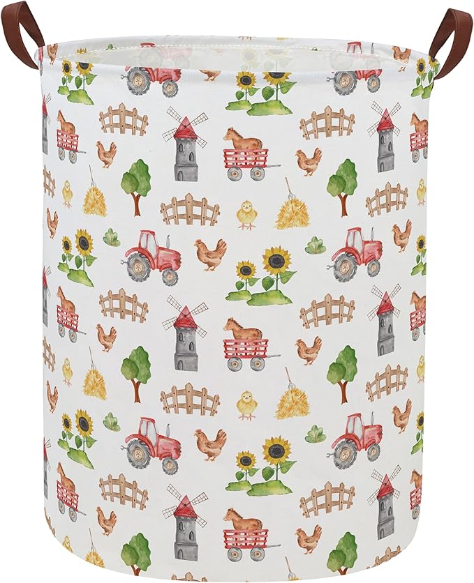 Kids Laundry Basket Farm Hamper for Nursery Boy and Girl Cute Kids Toys Storage Bin Organizer Room Decor for Home(Farm) by DDBASKET