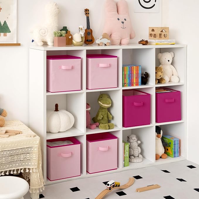 GRANNY SAYS Cube Cute Storage Bins, 11 Inch Storage Cube Organizer, Collapsible Fabric Storage Cubes with Handle, Decorative Cube Storage Organizer for Shelves, Closet, Pink, 6-Pack - Image 3
