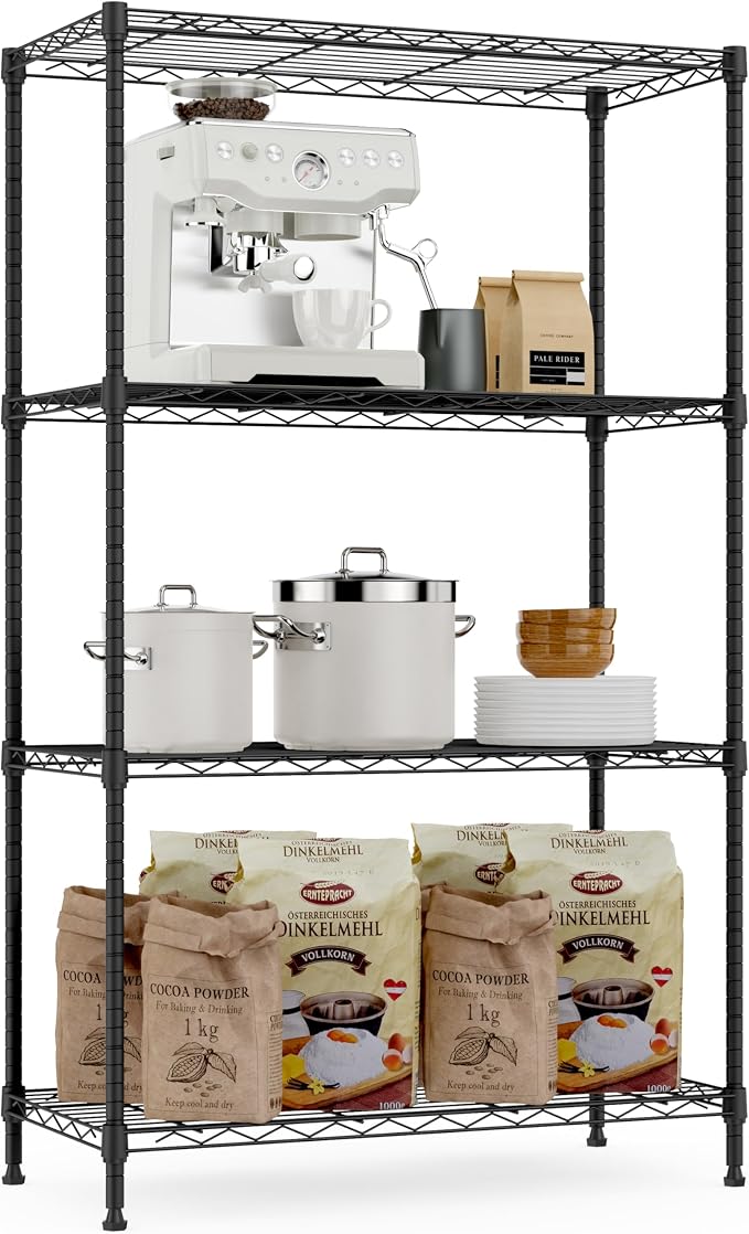 M MZG 1000 lbs Storage Shelving Steel Heavy Duty 4-Tier Utility Shelving Unit Steel Organizer Wire Rack for Home,Kitchen,Office (13.7" D x 29.5" W x 47.2" H) by MEIGAOPLASTICANDMETALHKCOLIMITED