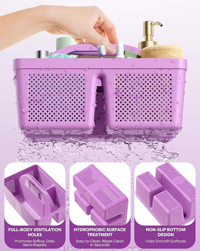 4 Pack Portable Shower Caddy, Integrated Handle, Reinforced Plastic, Organizer Storage Bathroom Supplies and Beauty Products, Cleaning Supplies, Shower Basket for Home, Dorm, Shelf and Cabinet - Image 5