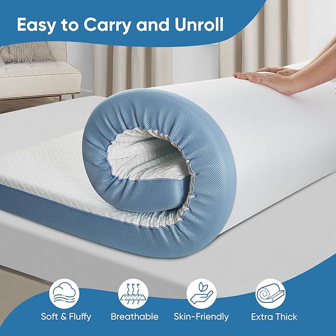 4 Inch Firm Mattress Topper Full Size, Memory Foam Mattress Topper Extra Support, High-Density Memory Foam Bed Topper for Pain Relief, with Removable Soft Cover, CertiPUR-US Certified