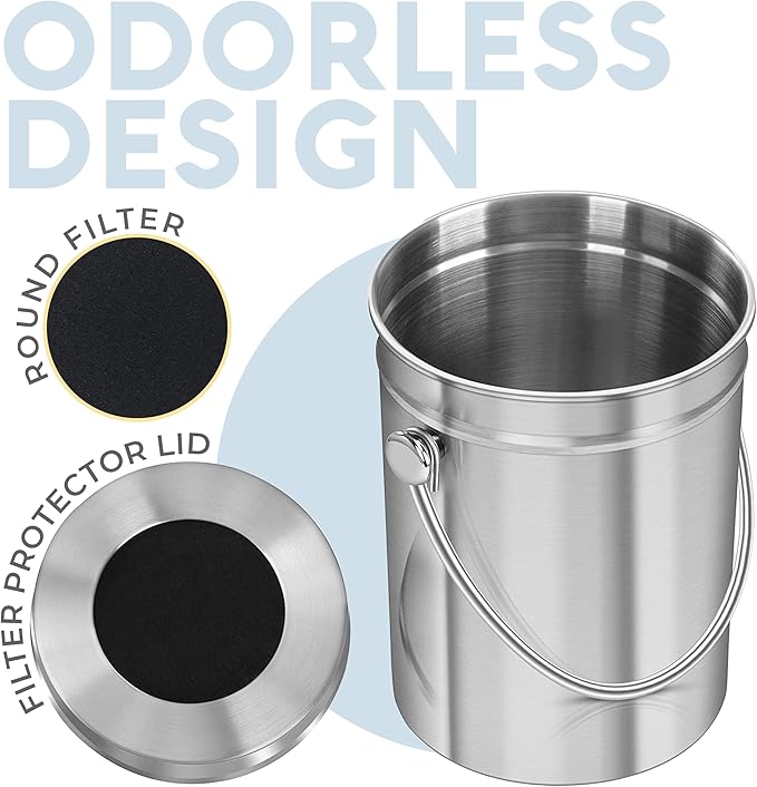 EPICA Countertop Compost Bin Kitchen | 1.3 Gallon | Odorless Composting Bin with Carbon Filters | Indoor Compost Bin with Lid | Stainless Steel Kitchen Composter for Food Scraps & Waste Recycling - Image 5