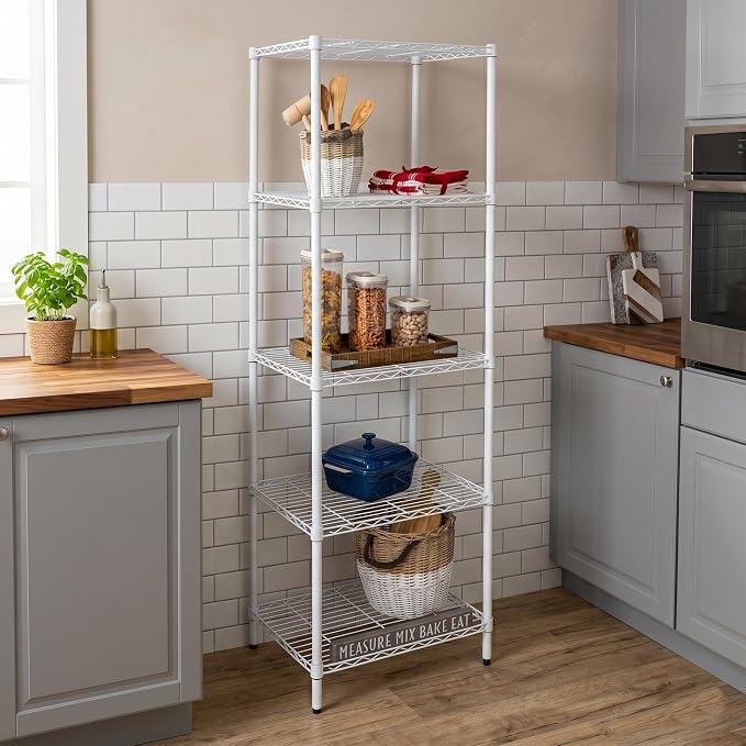 Honey-Can-Do 5-Tier Heavy Duty Adjustable Shelving Unit, 250-lb Per Shelf NSF Certified Metal Storage Rack, White Wire Shelf for Laundry Kitchen Pantry, 24 x 18 x 72 in - Image 2