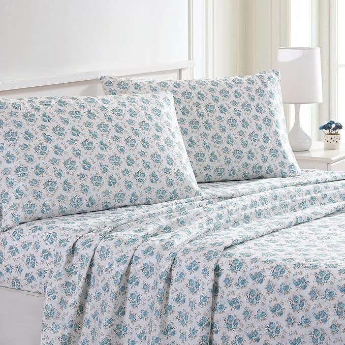 Modern Threads Printed 3-Piece Extra Soft Bedding Sheets & Pillowcase Set, Deep Pocket up to 16 inch Mattress Forever Roses Twin
