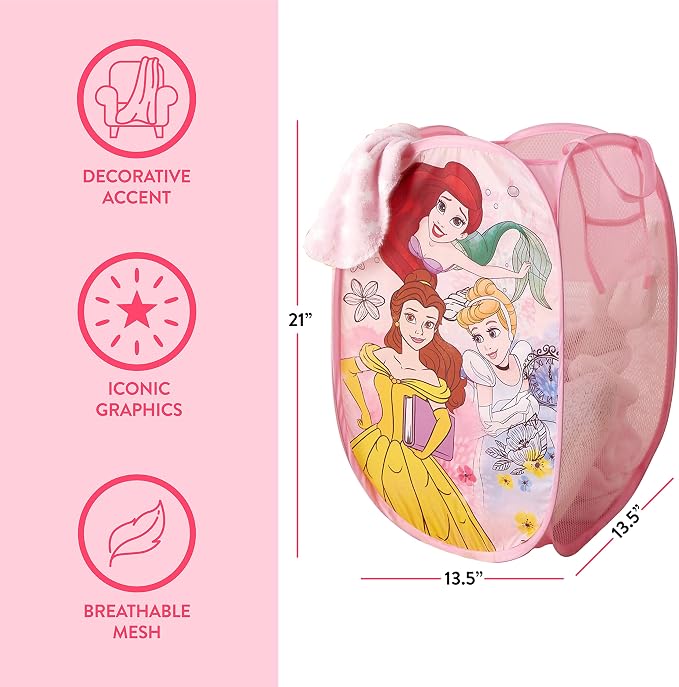 Disney Princess Pop Up Hamper with Durable Handles, 21"H x 13.5"W x 13.5" L - Image 3