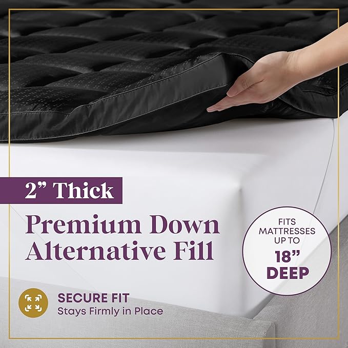 CirclesHome Hotel Collection Twin Size Hybrid Mattress Protector & Pad - Extra Padded, Thick, Plush, & Fitted Mattress Topper for Bed - Comfortable Pillow Top Mattress Cover