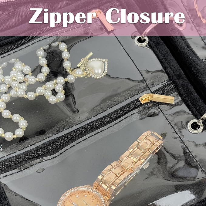 Travel Jewelry Organizer Case,Jewelry Bags for Traveling, Jewelry Binder with 24 Pcs Clear Zipper Velvet Pouches (Inner Pages, 3 PCS) - Image 6