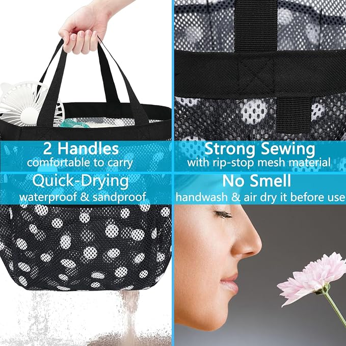 Fammart Mesh Shower Caddy Portable for College Dorm Room Essentials, 8-Pocket Large Shower Basket Tote Bag with 2 Handles for Toiletry, Bathroom, Beach, Camp, Gym - Image 7
