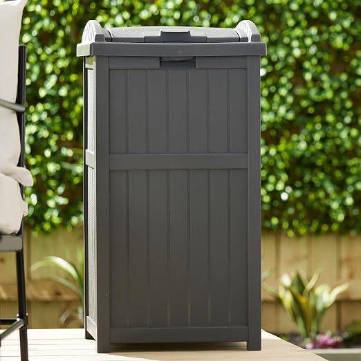 Suncast 4 Pack Outdoor Waste Bin Trash Hideaway Container with Latching Lid, 33 Gallon Capacity - Image 9