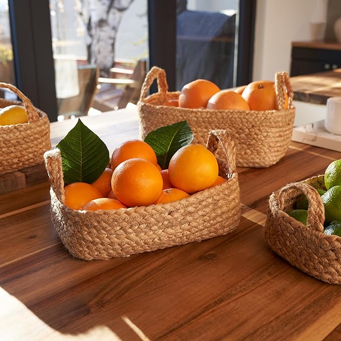 Beautiful Storage Basket Set of 4 - Natural Jute Rope Baskets for Shelves Are Perfect for Organizing Your Home - Quality Storage Bins Easily Fit With Any Nursery or Bedroom Decor - Image 3