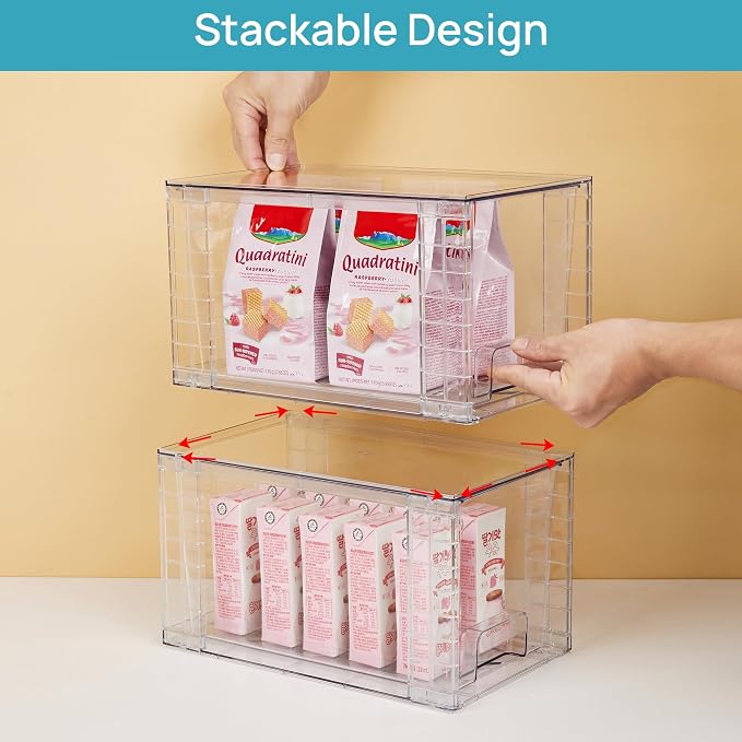 Vtopmart 2Pack Large Stackable Kitchen Pantry Storage Drawers, Clear Organizer Bins with Handles, Acrylic Drawer Organizers for Kitchen Pantry, Bathroom Undersink, Cabinet Organization and Storage - Image 3
