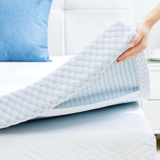 SINWEEK 3 Inch Twin Cooling Memory Foam Mattress Topper for Pressure Relief, Thick Bed Mattress Pad with Cooling Soft Cover and Adjustable Straps, CertiPUR-US Certified