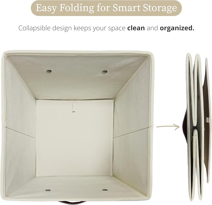 DECOMOMO Storage Cubes, 13x13x13 Storage Cube Bins with Labels, Fabric Organizer Bins (13" / 6pcs, Beige) - Image 5
