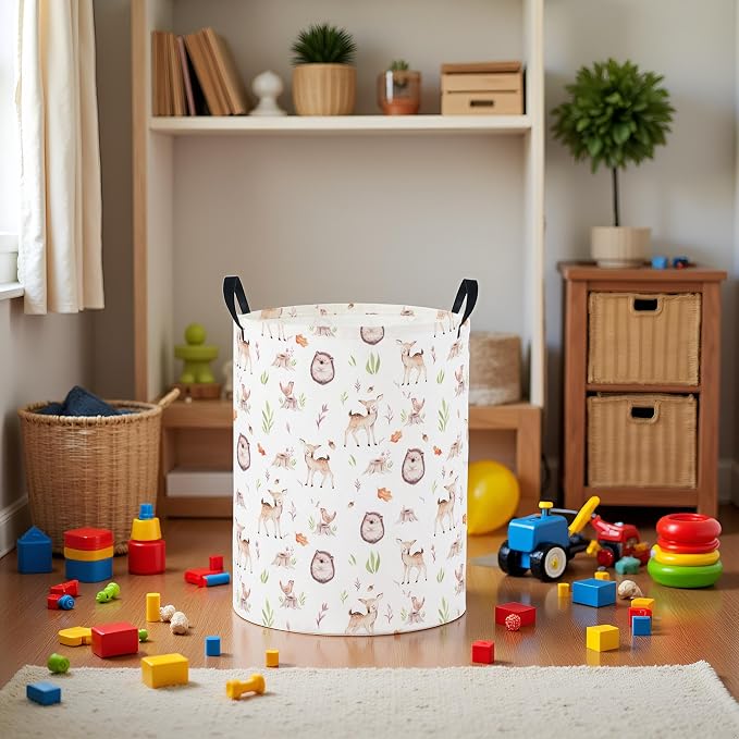Baby Laundry Basket Baby Nursery Hamper Kids Laundry Basket Toy Storage Bin for Boys Room Decor Gift Baskets for Bedroom Bathroom(Fall Animal) - Image 2