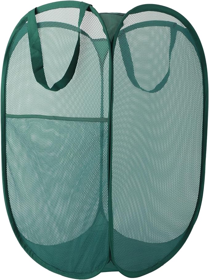 Upgraded 100L Extra Large Mesh Pop Up Laundry Basket With Handles, Light Breathable, Fold Compact, Large Hold Portable Foldable Dirty Clothes Basket For Bedroom, Laundry Room, Dorm, Hotel, Green.V by NairSnow