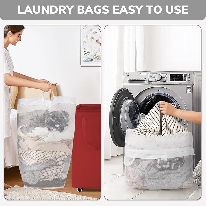 Goodpick Laundry Basket with Wheels,75L Large Roolling Laundry Basket with Removable Wash Bag, Clothes Hamper with Wheels for Laundry Room, Red - Image 7
