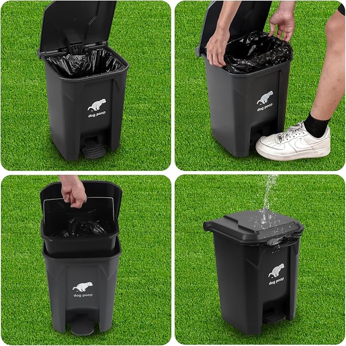 Dog Poop Trash Can Outside, 20L/5Gallon Pedal and Removable Inner Waste Bin, Outdoor Dog Poop Trash Can with 100 Bags, Pet Waste Container for Garden, Black - Image 5