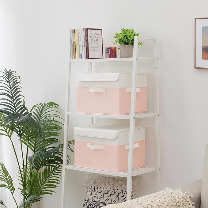 GRANNY SAYS Storage Baskets with Lids, Decorative Storage Boxes, Clothes Storage Bins for Closet, Foldable Storage Organizers, Pink, 2-Pack - Image 3