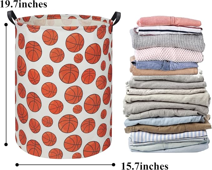 HIYAGON Basketball Kids Laundry hamper Baby Hamper for Nursery Boy and Girl Hamper Cute Kids Toys Storage Bin Organizer Room Decor for Home(Basketball) - Image 6