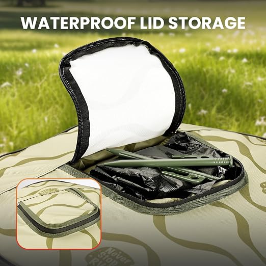 Pop-Up Trash Bin with Removable Divider, Heavy Duty Bottom, Collapsible Storage for Camping, Laundry, Storage and Garden, Waterproof and Tear Resistance Material with Air Vent, Green - Image 5
